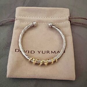 David Yurman Two-Tone Cable Cuff Bracelet in Silver and Gold 4mm